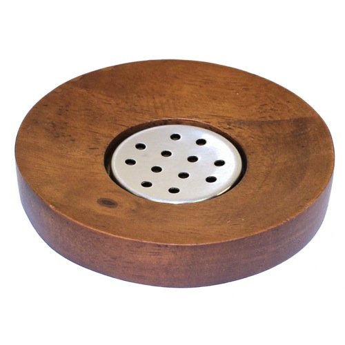 Soap Dish, Gedy ER11-30, Round Walnut Soap Holder ER11-30